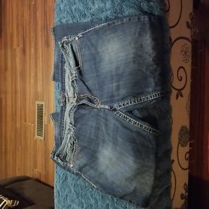 Silver bootcut jeans, size 22.